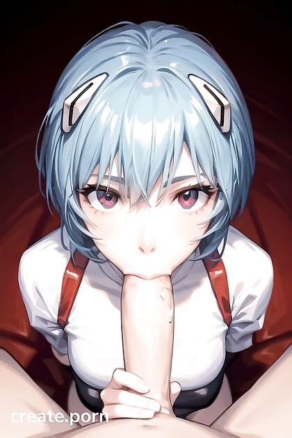 Ayanami Rei from Evangelion Gives  Blowjob in Hentai AI Picture