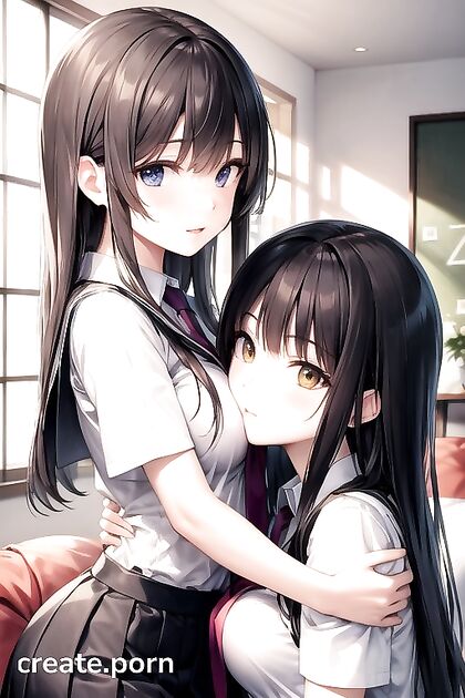 Skinny Girl 18+ in School Uniform with Black Hair Enjoys Erotic Hentai Adventures