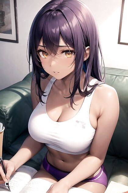 Soft Pastel hentai With Dark Brown Skin and Sporty Bras