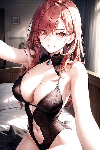 Ginger Takes Sexy selfies in Bed for Steamy Hentai Pleasure