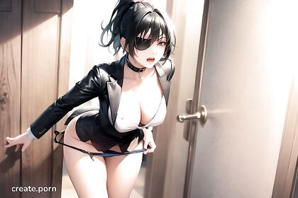 Goth Babe with Large Breasts Explodes in  Hentai Cumshots