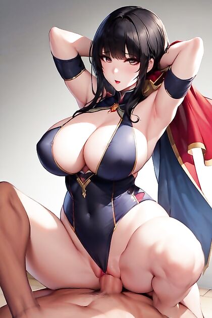 Korean Hentai Beauty Spreads Her Medium Ass with Arms Raised High