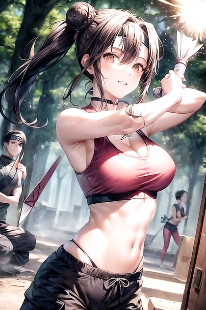 Side View Seduction – Stunning Cleavage in hentai AI Picture