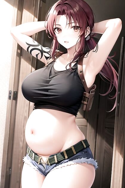 Oiled-Up Beauty Wields GiantSummoning Scroll in Horny Hentai Image