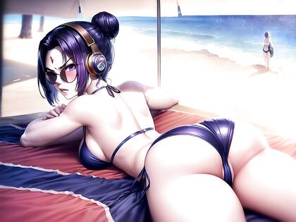 Laid Out from Behind with Perfect Hair Bun in Detailed Hentai AI Images