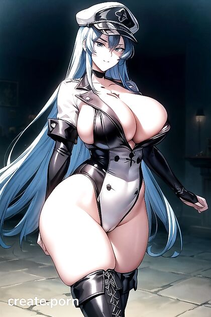 Esdeath from Akame ga in Latex Showing Off Her Massive Ass in Hentai Picture