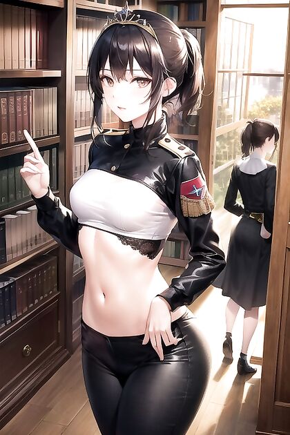 Diadem in Uniform Takes Charge in Window-With-a-ViewMilitary Hentai Image