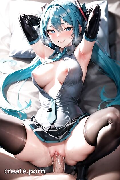 Hatsune Miku in Missionary Position for  Bed hentai Picture