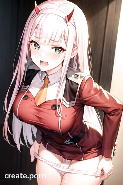 Zero Two from Darling in the FranXX Reveals Her Large Breasts in Seductive Hentai Picture