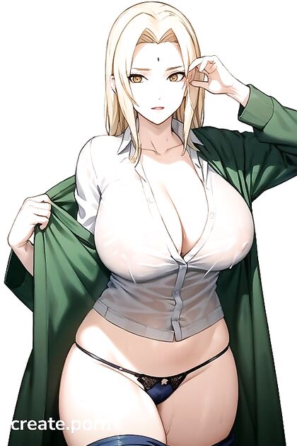 Tsunade from Naruto Soaked in Wet T-Shirt and Stocking Seduction