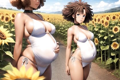 Pregnant Afro Beauty Enjoying Full Body hentai Pleasure