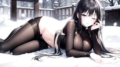 Permed Hair Beauty Gets Wild in Snowy Full Body Hentai Picture