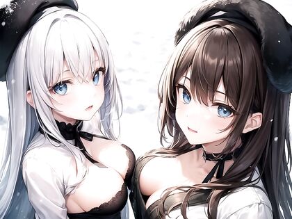 Rounded Breasts Peek Through Snowy Pullovers in Steamy Hentai Images