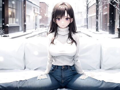 Rounded Ass in Jean Shorts Tempts Black-Haired Beauty in Hentai Picture