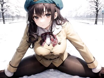 Snowy Splits and Rounded Breasts in Ecstatic Hentai Picture