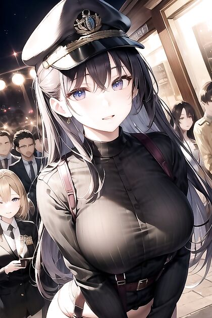 Military Babe in Suspenders Seduces Under the Cover of Night Hentai