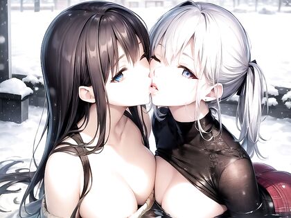 Harem Girl 18+s in Sweaters Get Cozy and Naughty in Snowy hentai Picture
