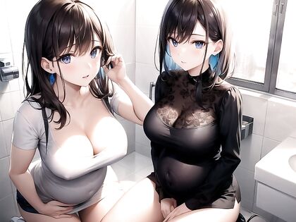 Pregnant Woman with Large Breasts in Blouse for steaming Hentai Picture
