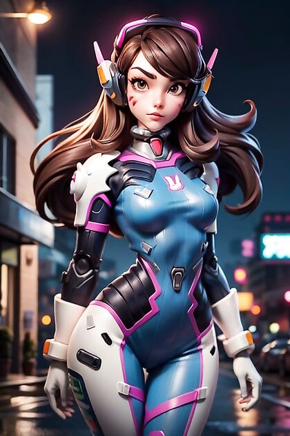 Robot Armor Showdown in Cyberpunk City – Dynamic Poses Heat up the Picture
