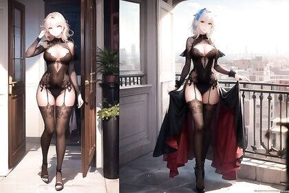 King's Full Body Bliss on the Balcony in Steaming Hentai Picture