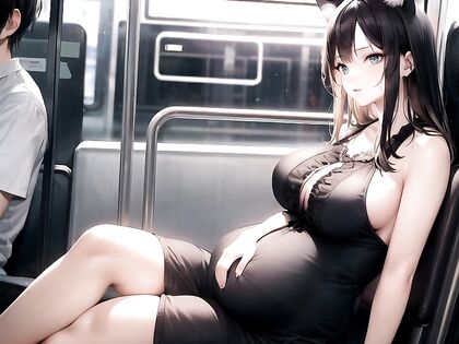 Pregnant Woman with Black Hair Seduces in Blouse for Steamy Hentai Picture