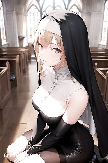 Angel Kneels as a Naughty Nun in Seductive Hentai Picture