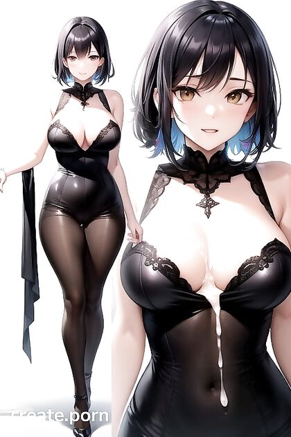 Brown-Eyed Beauty Enjoying Full-Body Pleasure in hentai AI Picture