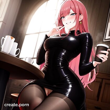 Horny Girl 18+ in Sequin Dress Seduces with Tiny 18+ Tits in Hentai Picture