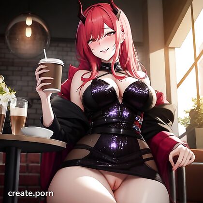 Sequin Dress Tempts Her in the Cafe for Naughty Bottom-Up Fun