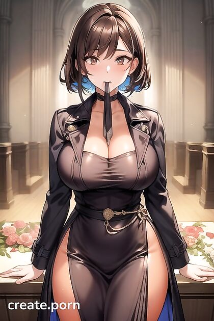 Thick-Lined Latina in Trench Coat Goes Wild in hentai Picture
