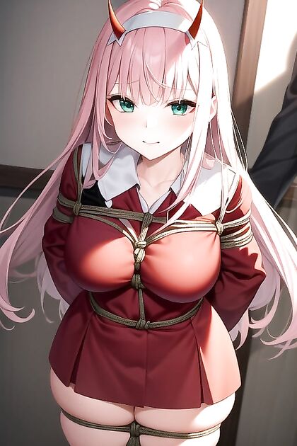Zero Two's Rounded Ass Bound in Shibari for  Hentai Pleasure
