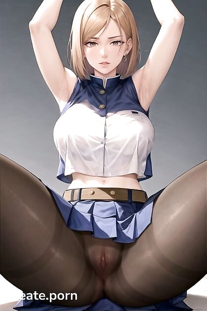 Nobara Kugisaki from Jujutsu Kaisen Enjoying Yoga with Legs Raised in hentai Ecstasy