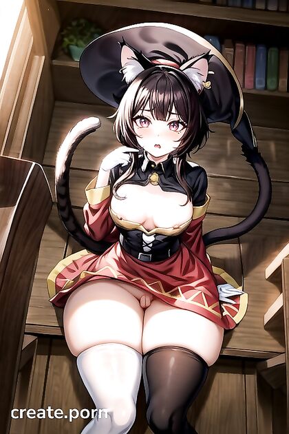 Megumin from Isekai Quartet Enjoying Thick Lines in Steamy Hentai Images