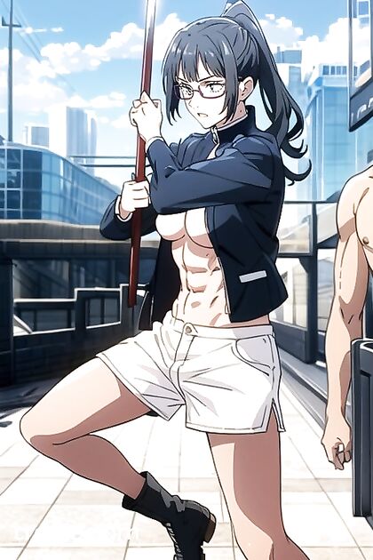 Transparent White Sporty Shorts and Combat Boots in Steaming Hentai Picture