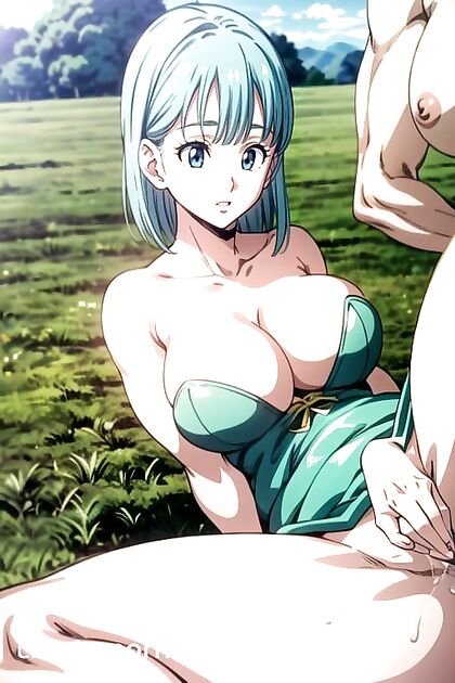 Bulma from Dragon Ball Z Enjoying  Pleasure in Meadow Hentai Image