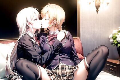 Girl 18+s with Earrings and Necklaces Enjoy  Kisses in Hentai Fantasy