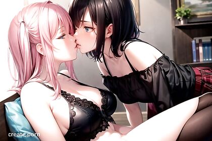 Futanari Girl 18+s in Mini Skirts Enjoy  Kisses and Pleasure