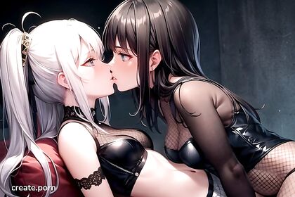 Two Futanari beauties in fishnets explore erotic hentai fantasies together