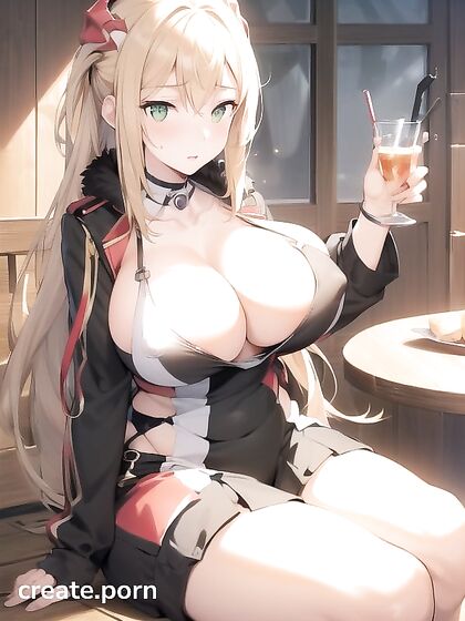 Aiz Wallenstein Stares at Viewer While Her Breasts Expand in Dungeon Hentai Picture