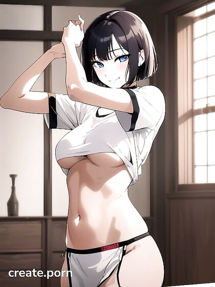 Choker and Oversized T-Shirt Picture with Underboob Temptation Hentai