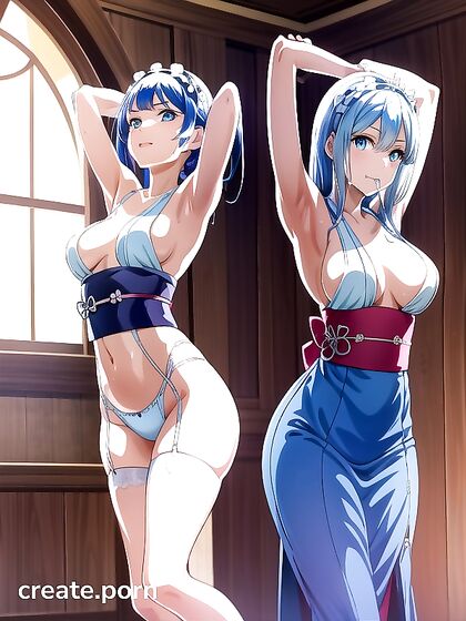 Rem from Re –Zero Wears Seductive Off-Shoulder Kimono for Naughty Hentai Fun