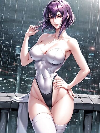 Kusanagi from Ghost in the Shell Gets Wild on the Rooftop in Hentai Waists Shots