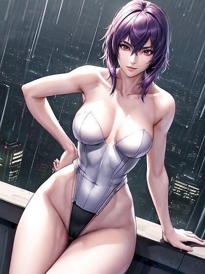 Kusanagi from Ghost in the Shell Gets Intimate in a Waist-Shot Hentai Image
