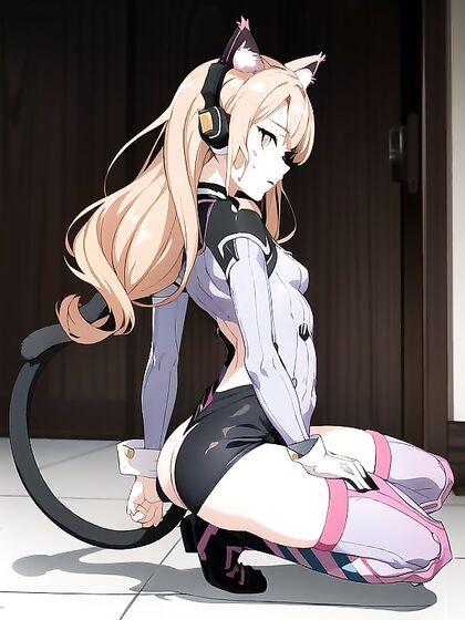 Skinny Girl 18+ in Pet Pose with Thigh-High Socks for Steamy Hentai Picture