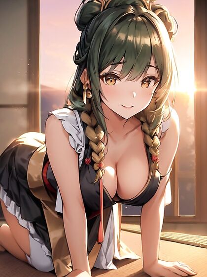 French Maid Spread Wide on Tatami Mats for Explicit Hentai Pleasure