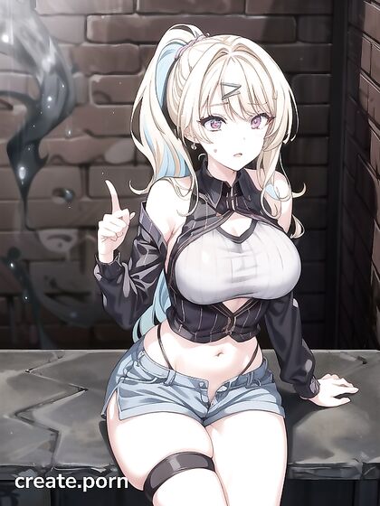 Fat Girl 18+ in Off-Shoulder Top Takes Control in Steamy Hentai Solo Image