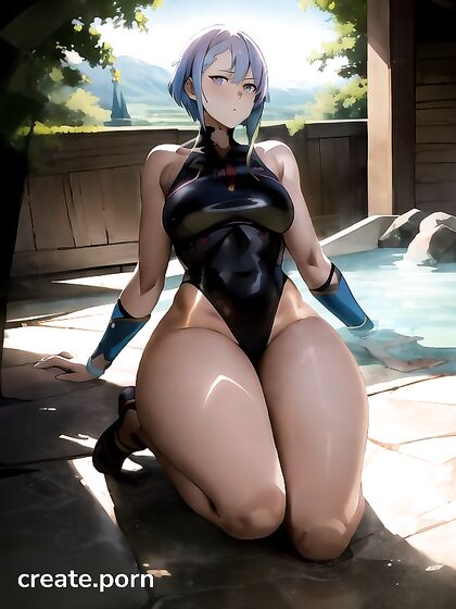 Pink-Haired Babe Shows Off Her Massive-Ass in Fetish Foot Worship Hentai Image