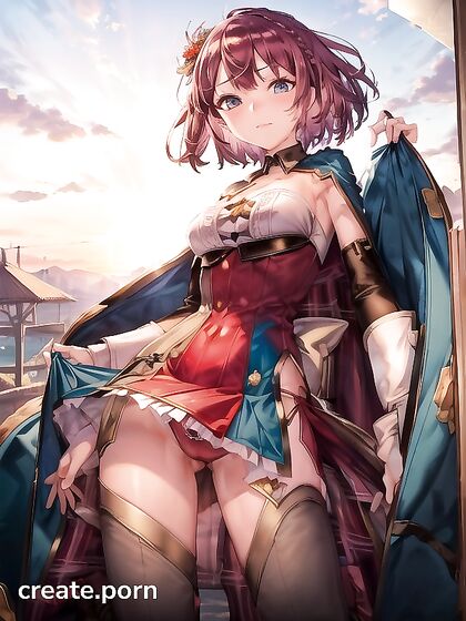 Blue-Eyed Beauty Enjoying  hentai Pleasure at Sunset in Space