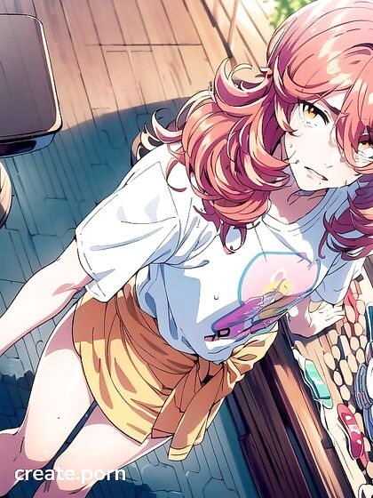Raining Cumshots in a Seductive Waist-Shot Hentai Image