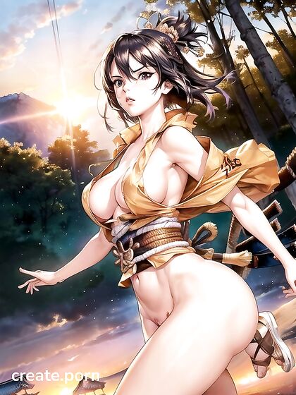 Purple-Eyed Beauty with a Massive Booty Takes on the Forest in Steamy Hentai Picture